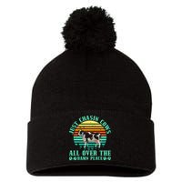 Just Chasin Cows All Over The Damn Place Cow Farmer Pom Pom 12in Knit Beanie