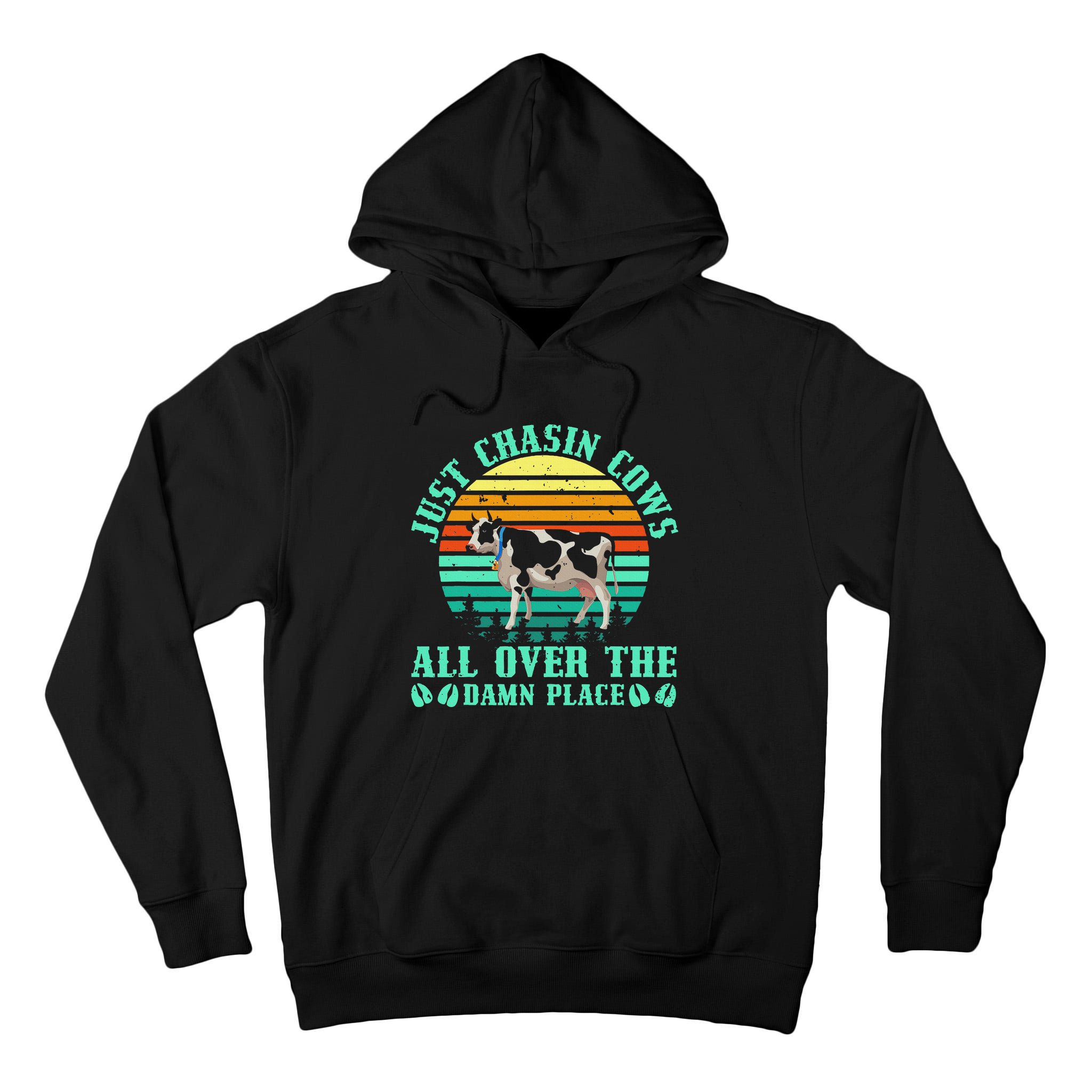 Just Chasin Cows All Over The Damn Place Cow Farmer Tall Hoodie