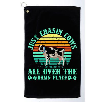 Just Chasin Cows All Over The Damn Place Cow Farmer Golf Towel