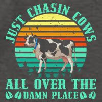 Just Chasin Cows All Over The Damn Place Cow Farmer Vector Backpack