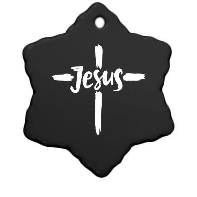 Jesus Cross Christianity Ceramic Star Ornament