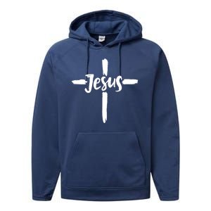 Jesus Cross Christianity Performance Fleece Hoodie