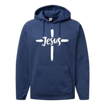 Jesus Cross Christianity Performance Fleece Hoodie