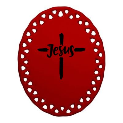 Jesus Cross Christianity Ceramic Oval Ornament