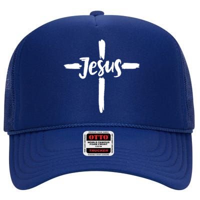 Jesus Cross Christianity High Crown Mesh Back Trucker Hat