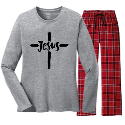 Jesus Cross Christianity Women's Long Sleeve Flannel Pajama Set 