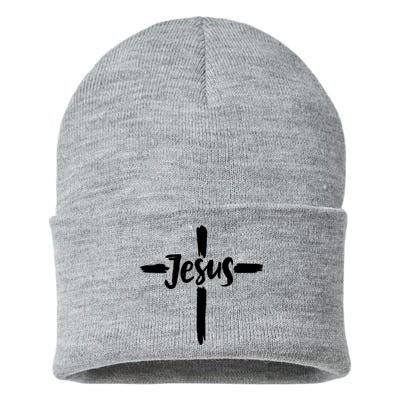 Jesus Cross Christianity Sustainable Knit Beanie