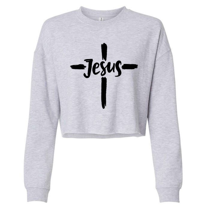 Jesus Cross Christianity Cropped Pullover Crew