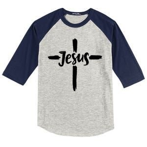 Jesus Cross Christianity Kids Colorblock Raglan Jersey