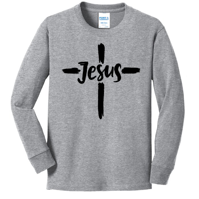 Jesus Cross Christianity Kids Long Sleeve Shirt