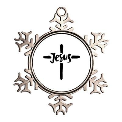 Jesus Cross Christianity Metallic Star Ornament