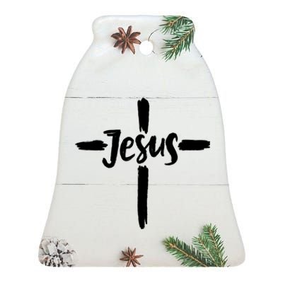 Jesus Cross Christianity Ceramic Bell Ornament