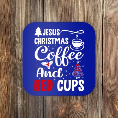 Jesus Christmas Coffee And Red Cups Christian Xmas Holiday Gift Coaster