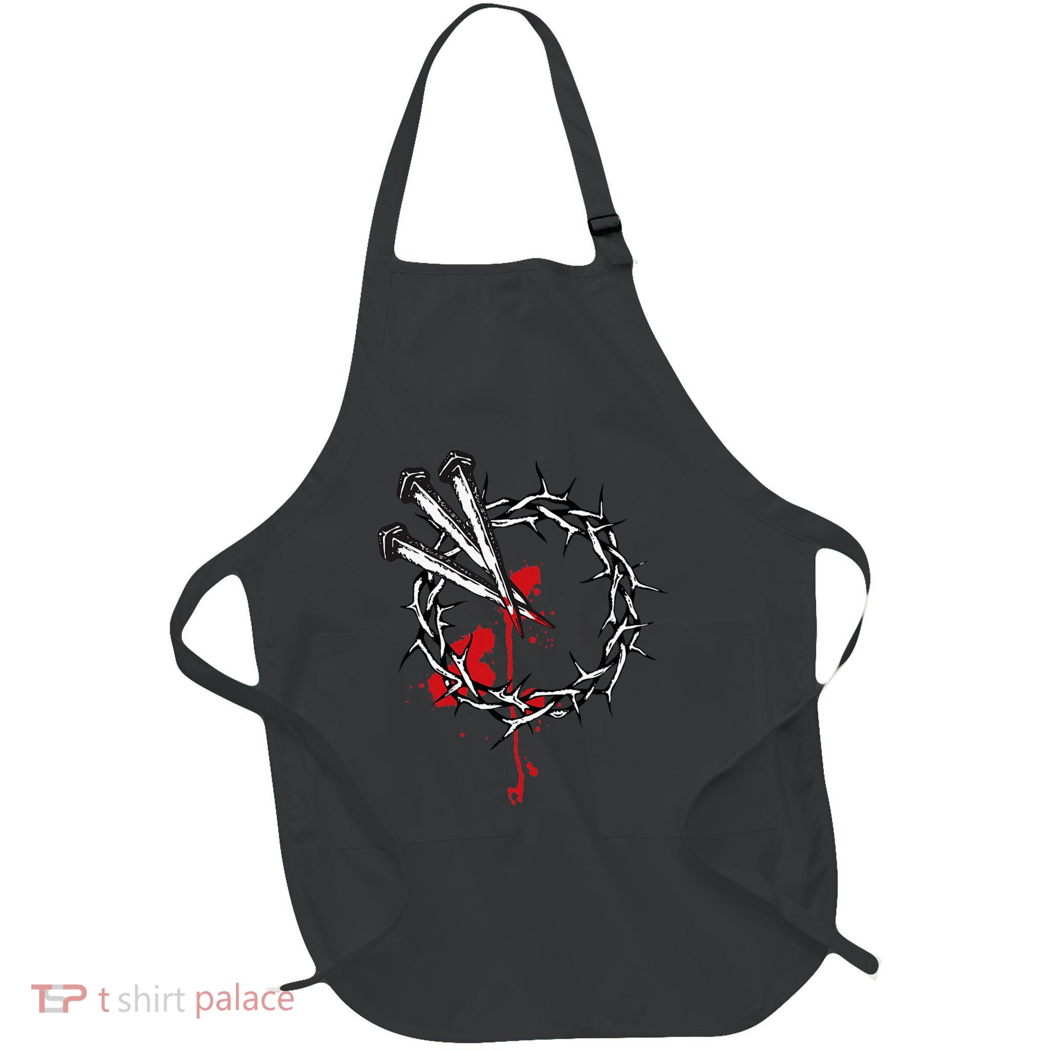 Jesus Crucifixion Crown Of Thorns With 3 Cross Nails Apron