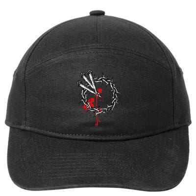 Jesus Crucifixion Crown Of Thorns With 3 Cross Nails 7-Panel Snapback Hat