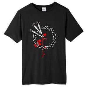 Jesus Crucifixion Crown Of Thorns With 3 Cross Nails Tall Fusion ChromaSoft Performance T-Shirt