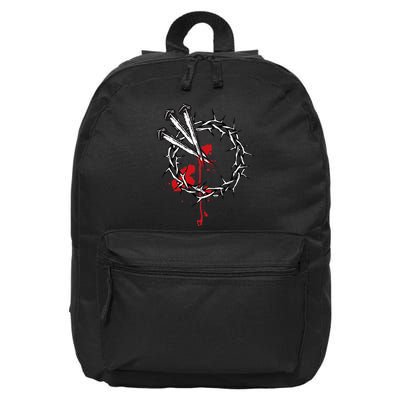 Jesus Crucifixion Crown Of Thorns With 3 Cross Nails 16 in Basic Backpack