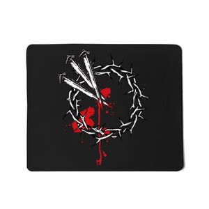 Jesus Crucifixion Crown Of Thorns With 3 Cross Nails Mousepad