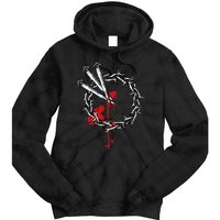 Jesus Crucifixion Crown Of Thorns With 3 Cross Nails Tie Dye Hoodie