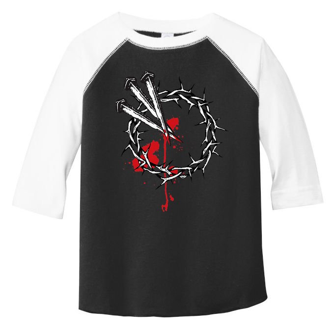Jesus Crucifixion Crown Of Thorns With 3 Cross Nails Toddler Fine Jersey T-Shirt
