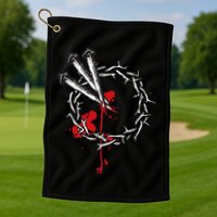 Jesus Crucifixion Crown Of Thorns With 3 Cross Nails Golf Towel