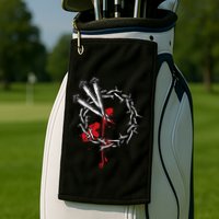 Jesus Crucifixion Crown Of Thorns With 3 Cross Nails Golf Towel
