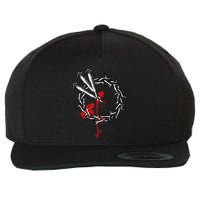 Jesus Crucifixion Crown Of Thorns With 3 Cross Nails Wool Snapback Cap
