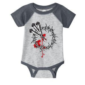 Jesus Crucifixion Crown Of Thorns With 3 Cross Nails Infant Baby Jersey Bodysuit