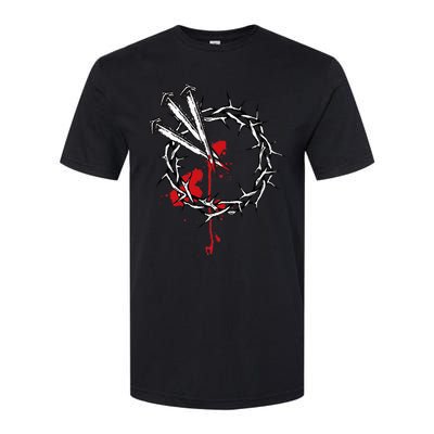 Jesus Crucifixion Crown Of Thorns With 3 Cross Nails Softstyle® CVC T-Shirt