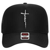 Jesus Christian Cross Art Cursive Inspiring Gift High Crown Mesh Back Trucker Hat