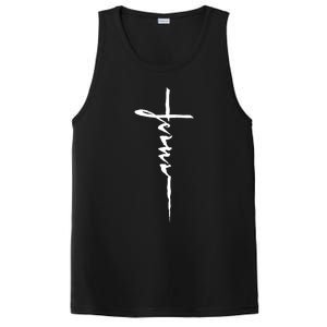 Jesus Christian Cross Art Cursive Inspiring Gift PosiCharge Competitor Tank