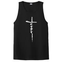 Jesus Christian Cross Art Cursive Inspiring Gift PosiCharge Competitor Tank