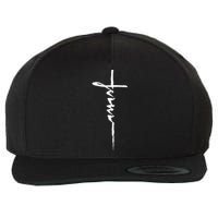 Jesus Christian Cross Art Cursive Inspiring Gift Wool Snapback Cap