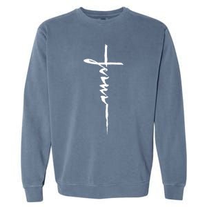 Jesus Christian Cross Art Cursive Inspiring Gift Garment-Dyed Sweatshirt