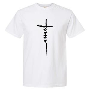 Jesus Christian Cross Art Cursive Inspiring Gift Garment-Dyed Heavyweight T-Shirt