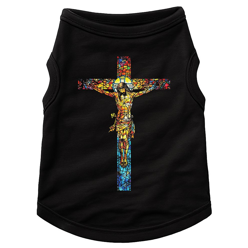 Jesus Cross Christian Stained Glass Christian Art Doggie Tank
