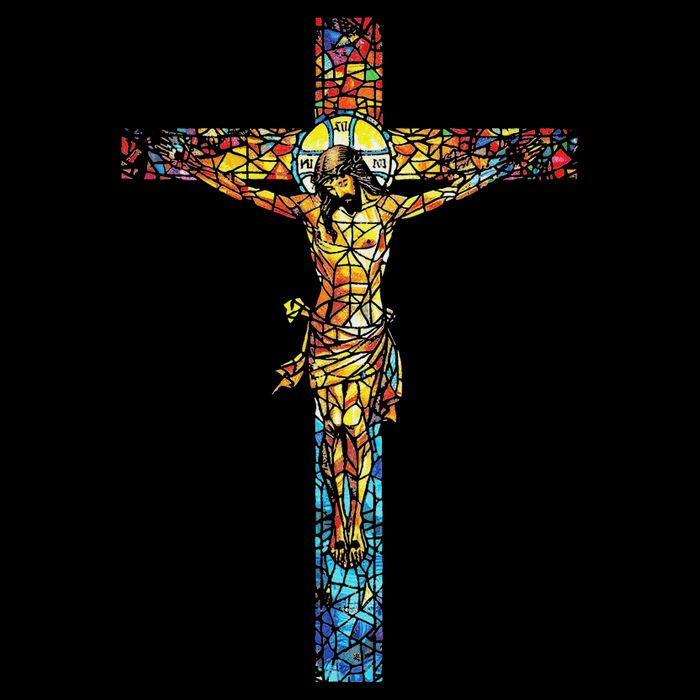 Jesus Cross Christian Stained Glass Christian Art Cooling Performance Crew T-Shirt