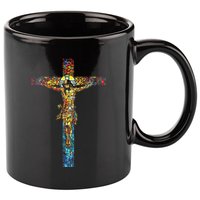 Jesus Cross Christian Stained Glass Christian Art 11oz C Handle Ceramic Mug