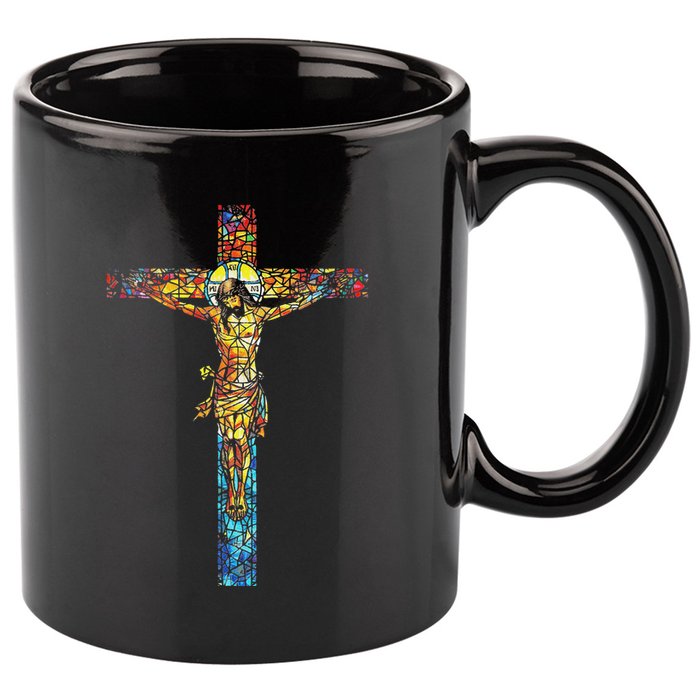 Jesus Cross Christian Stained Glass Christian Art 11oz C Handle Ceramic Mug