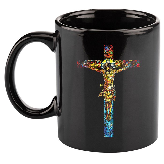 Jesus Cross Christian Stained Glass Christian Art 11oz C Handle Ceramic Mug