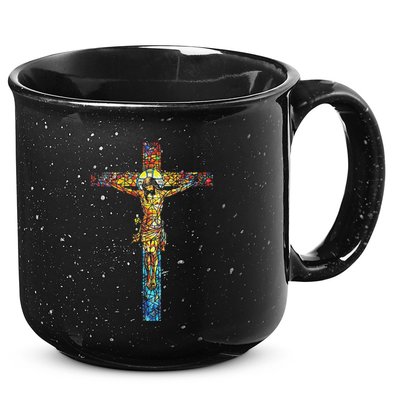 Jesus Cross Christian Stained Glass Christian Art 15oz Campfire Ceramic Mug