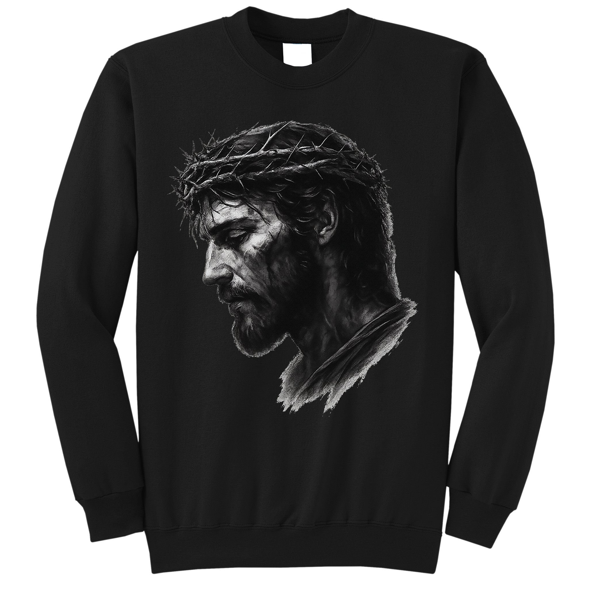 Jesus Christ Crown Of Thorns Realistic Vintage 90s Sweatshirt