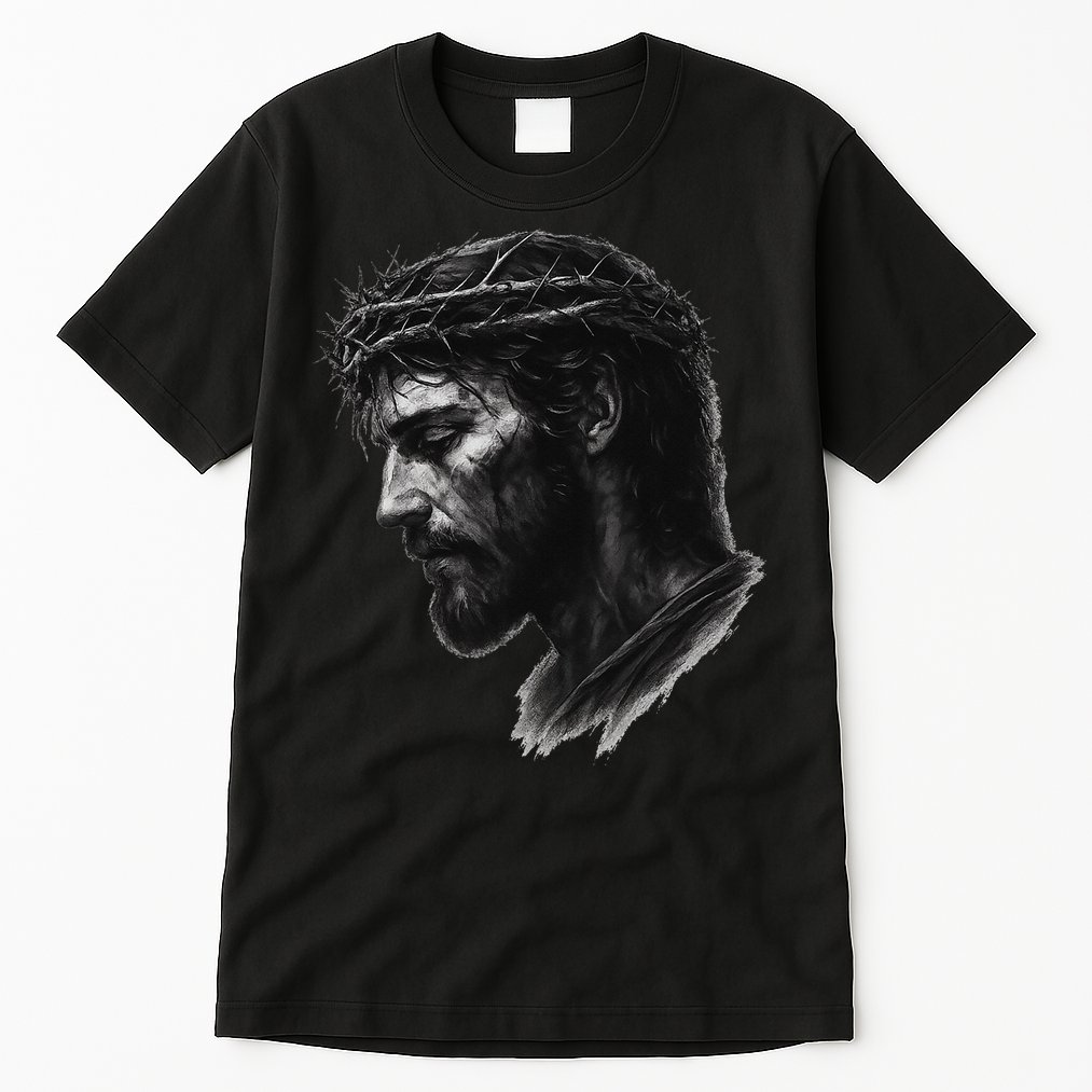 Jesus Christ Crown Of Thorns Realistic Vintage 90s Tall T-Shirt