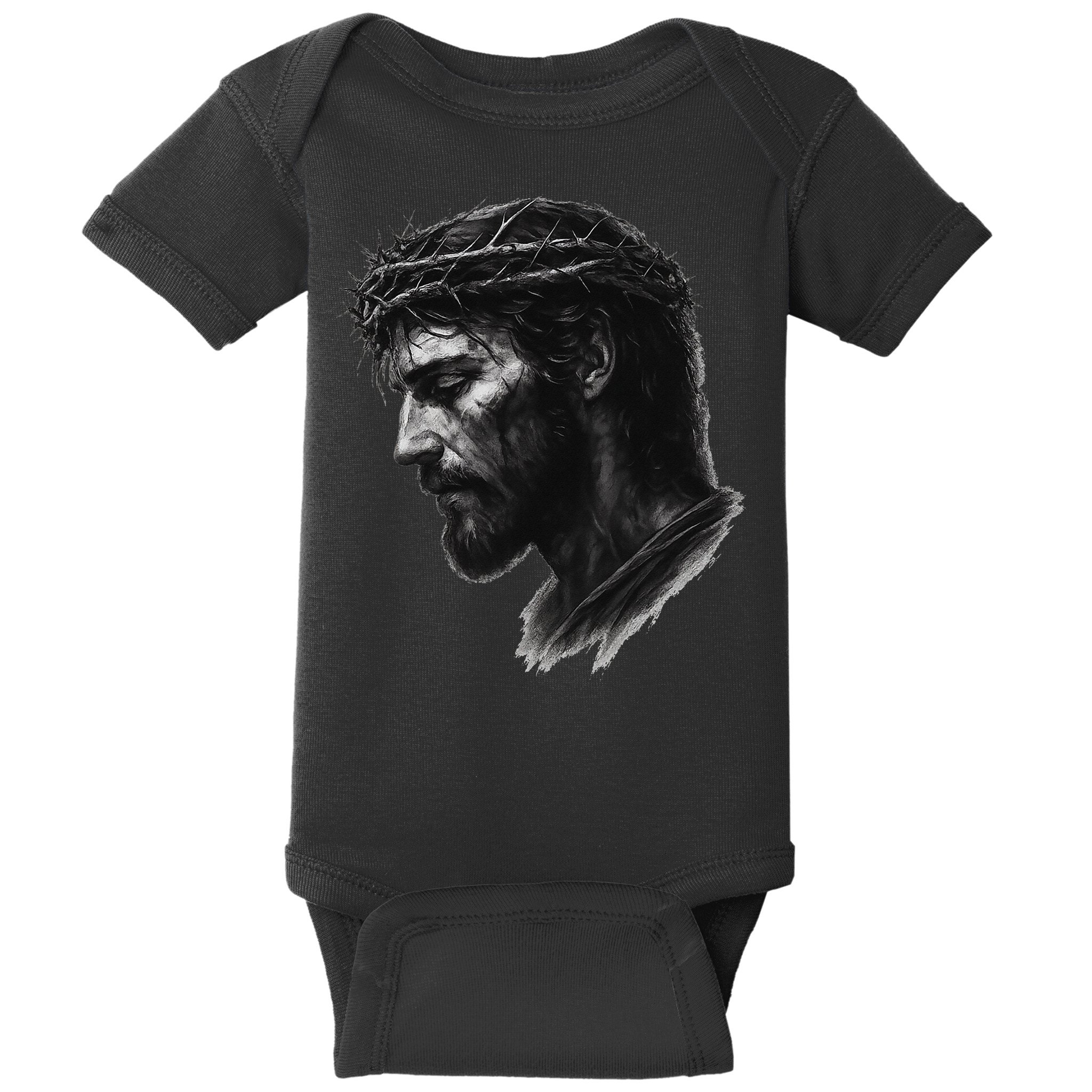 Jesus Christ Crown Of Thorns Realistic Vintage 90s Baby Bodysuit