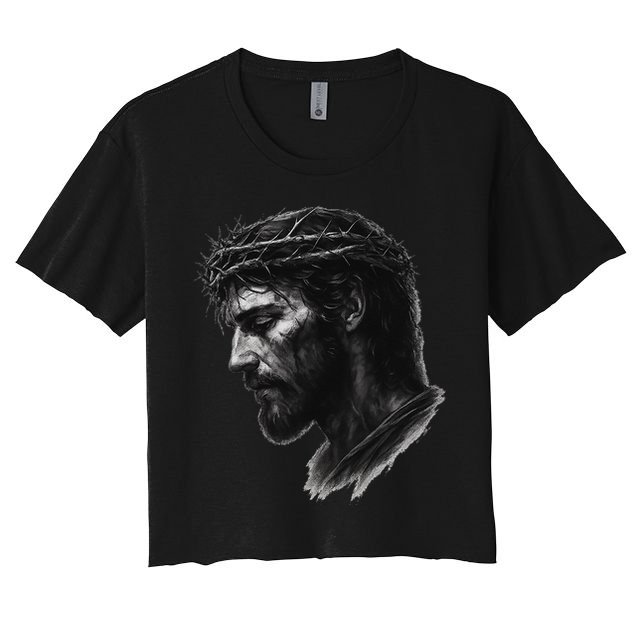 Jesus Christ Crown Of Thorns Realistic Vintage 90s Women's Crop Top Tee