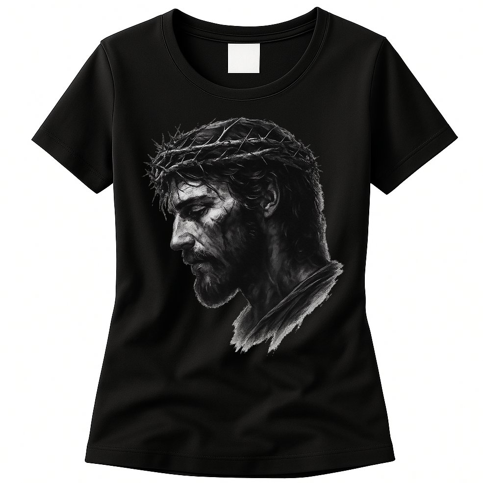 Jesus Christ Crown Of Thorns Realistic Vintage 90s Womens T-Shirt