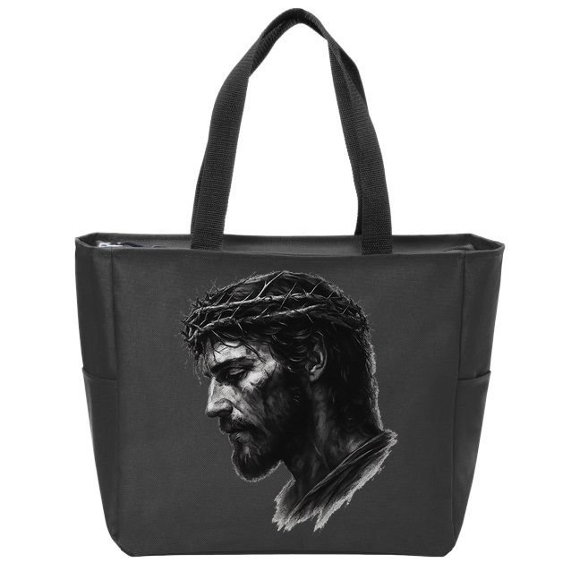 Jesus Christ Crown Of Thorns Realistic Vintage 90s Zip Tote Bag
