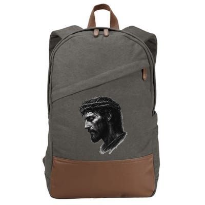 Jesus Christ Crown Of Thorns Realistic Vintage 90s Cotton Canvas Backpack