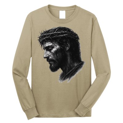 Jesus Christ Crown Of Thorns Realistic Vintage 90s Long Sleeve Shirt