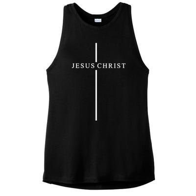 Jesus Christ Cross Christian Ladies PosiCharge Tri-Blend Wicking Tank